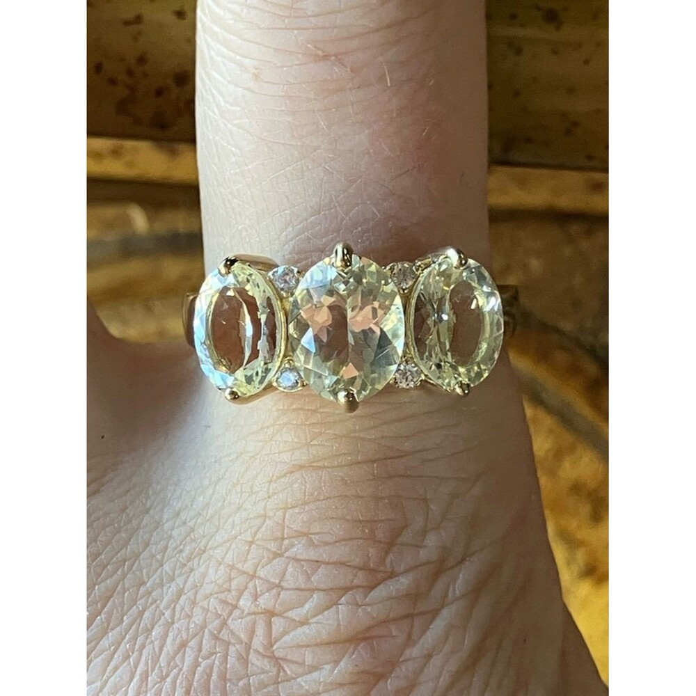 Natural Yellow Labradorite Sterling Silver Ring Size 10